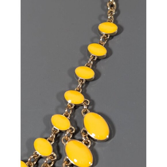 Charming Charlie Reversable Necklace Yellow Purple Enamel Statement Gold Tone 20 - Picture 5 of 8